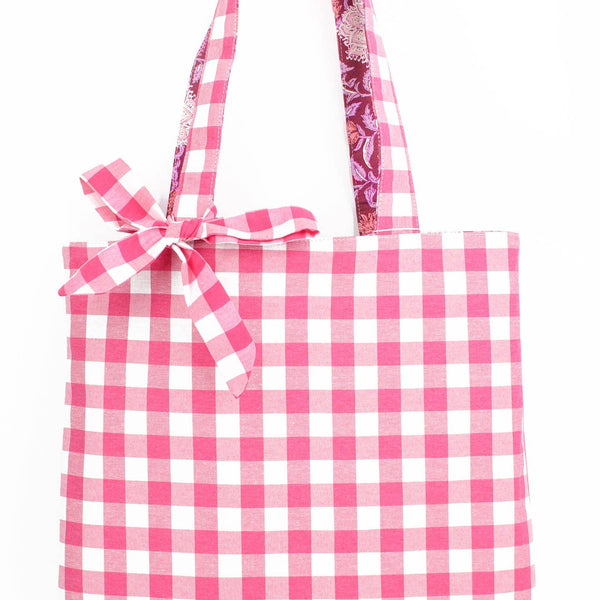 Pink Reversible Tote Bag with Bow