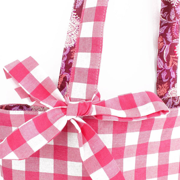 Pink Reversible Tote Bag with Bow