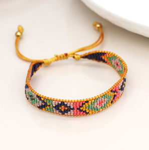 Mustard Yellow Mix Adjustable Bead Bracelet