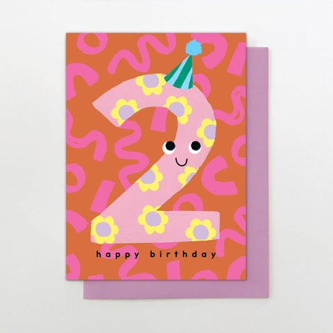 Age 2 Floral Greeting Card