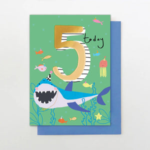 Age 5 Shark Greeting Card
