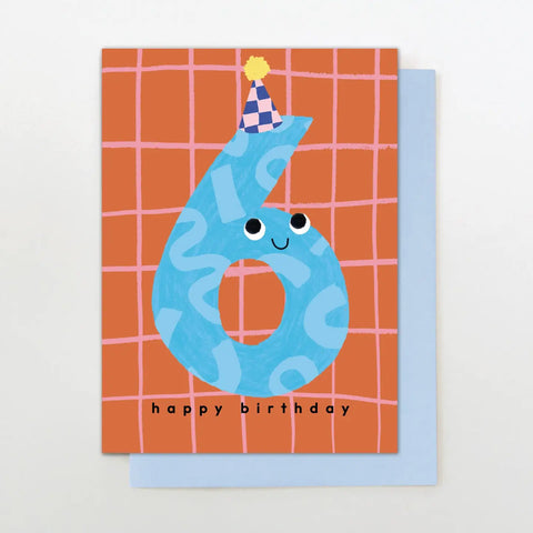 Age 6 Blue Greeting Card