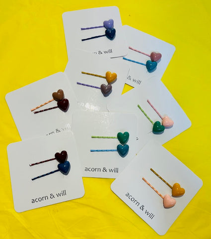 Duo Hearts Hair Slides