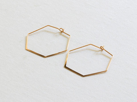BACK IN STOCK FEB 2024!! Hexagon Hoops - Gold or Silver
