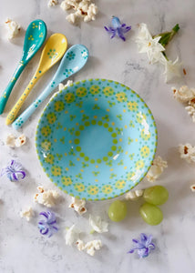 Hand Painted Blue and Yellow Bowl