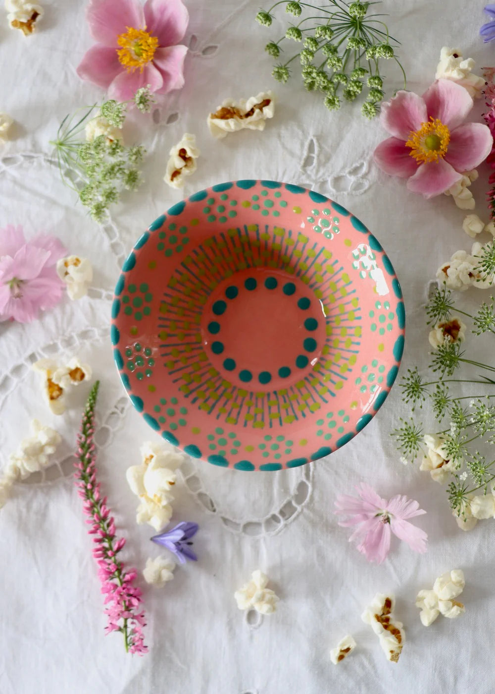 Hand Painted Pink and Blue Bowl