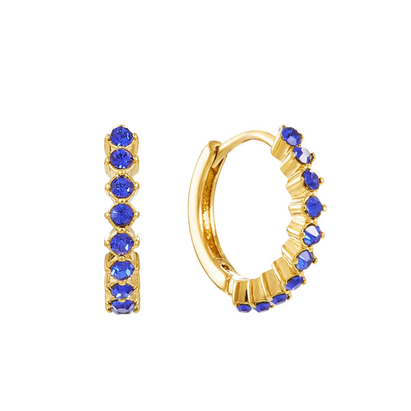 Gold Blue Huggie Earrings