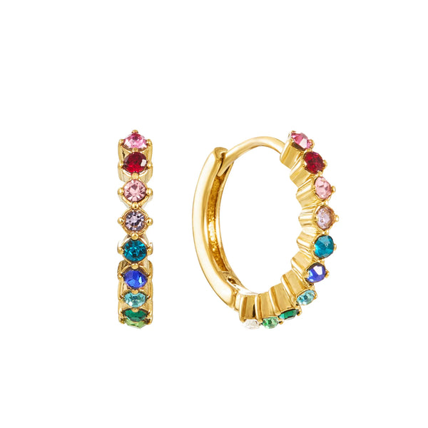 Gold Rainbow Huggie Earrings