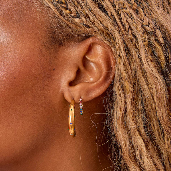 Gold Rainbow Huggie Earrings