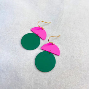 Green & Hot Pink Earrings