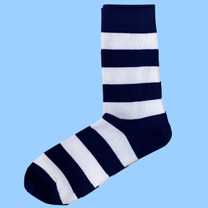 Men's Hooped Stripe Socks - Navy and White