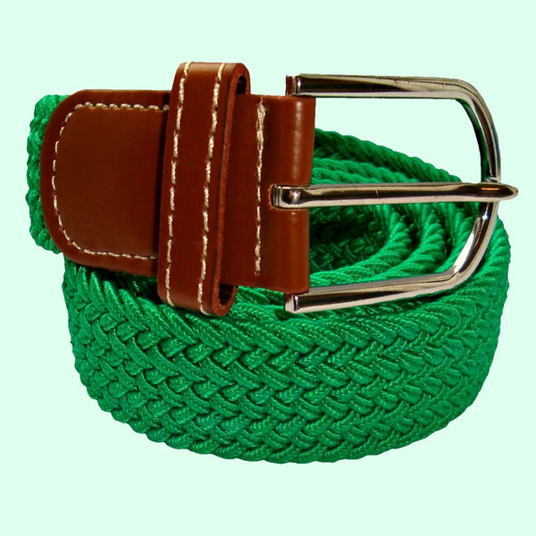 Plain Green Woven Elasticated Fabric Belt