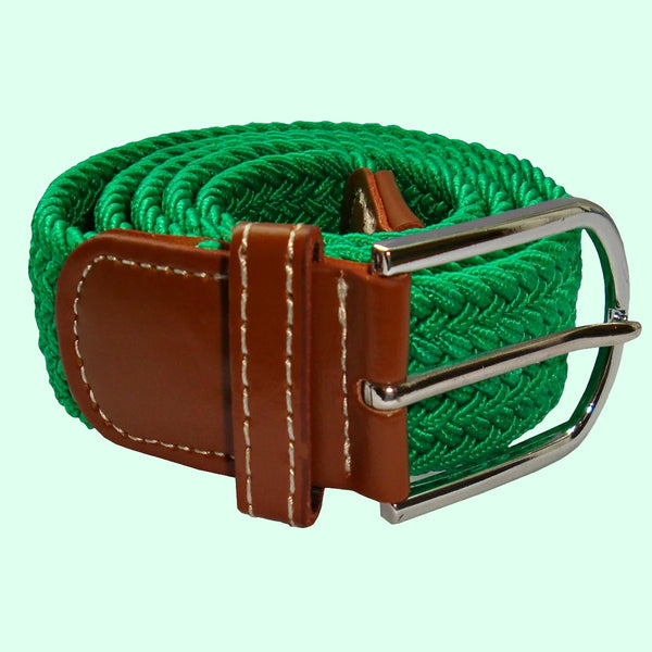 Plain Green Woven Elasticated Fabric Belt