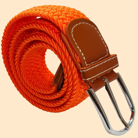 Plain Woven Elasticated Belt - Orange