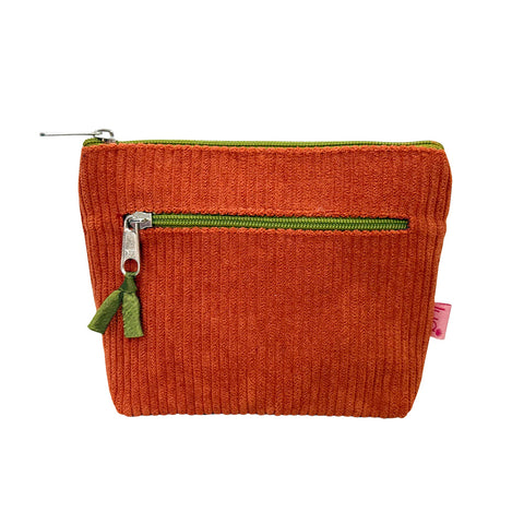 Orange Corduroy 2 Zip Purse