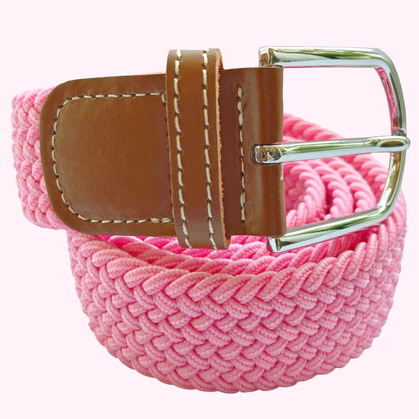 Plain Woven Elasticated Fabric Belt - Pink