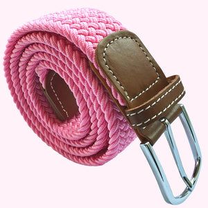 BACK IN STOCK! Plain Woven Elasticated Fabric Belt - Pink