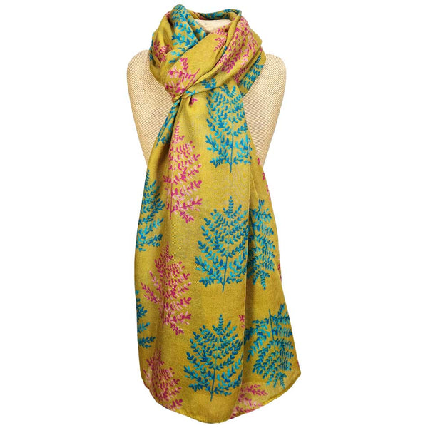 THREE DIFFERENT COLOURS - Rust, Olive & Yellow - Leaf Scarf