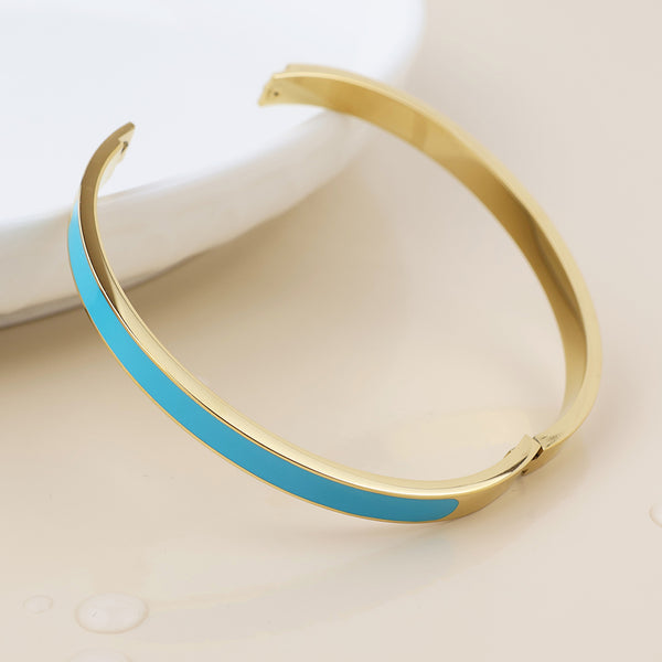 Gold Plated Blue Enamel Bangle
