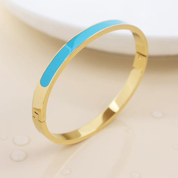 Gold Plated Blue Enamel Bangle