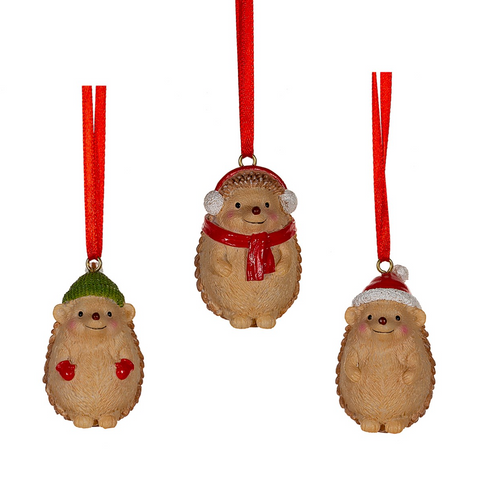 Festive Hedgehogs Hanging Decorations