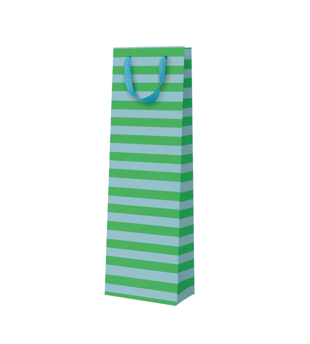 Green and Blue Stripe Bottle Bag