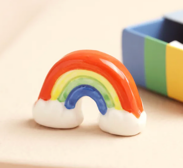 Tiny Matchbox Ceramic Rainbow Token