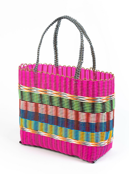 Large Pink Stripe Basket