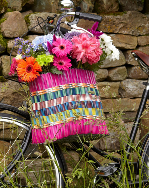 Large Pink Stripe Basket