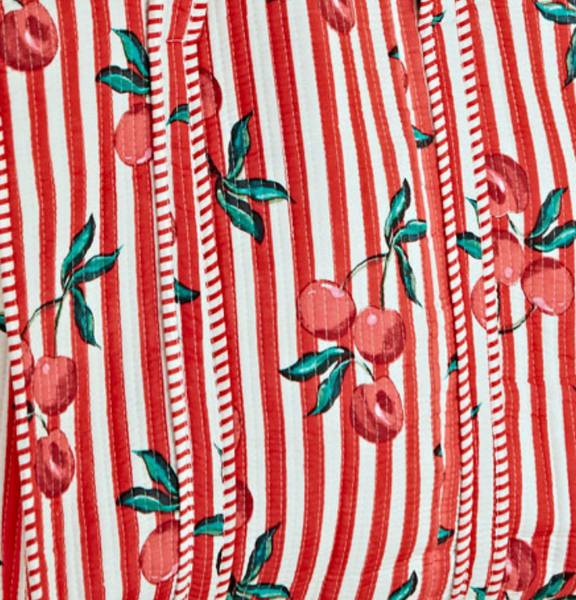 Cherry Print Quilted Cotton Tote Bag