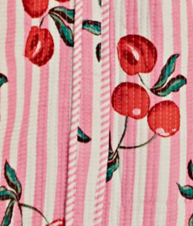 Cherry Print Quilted Cotton Tote Bag