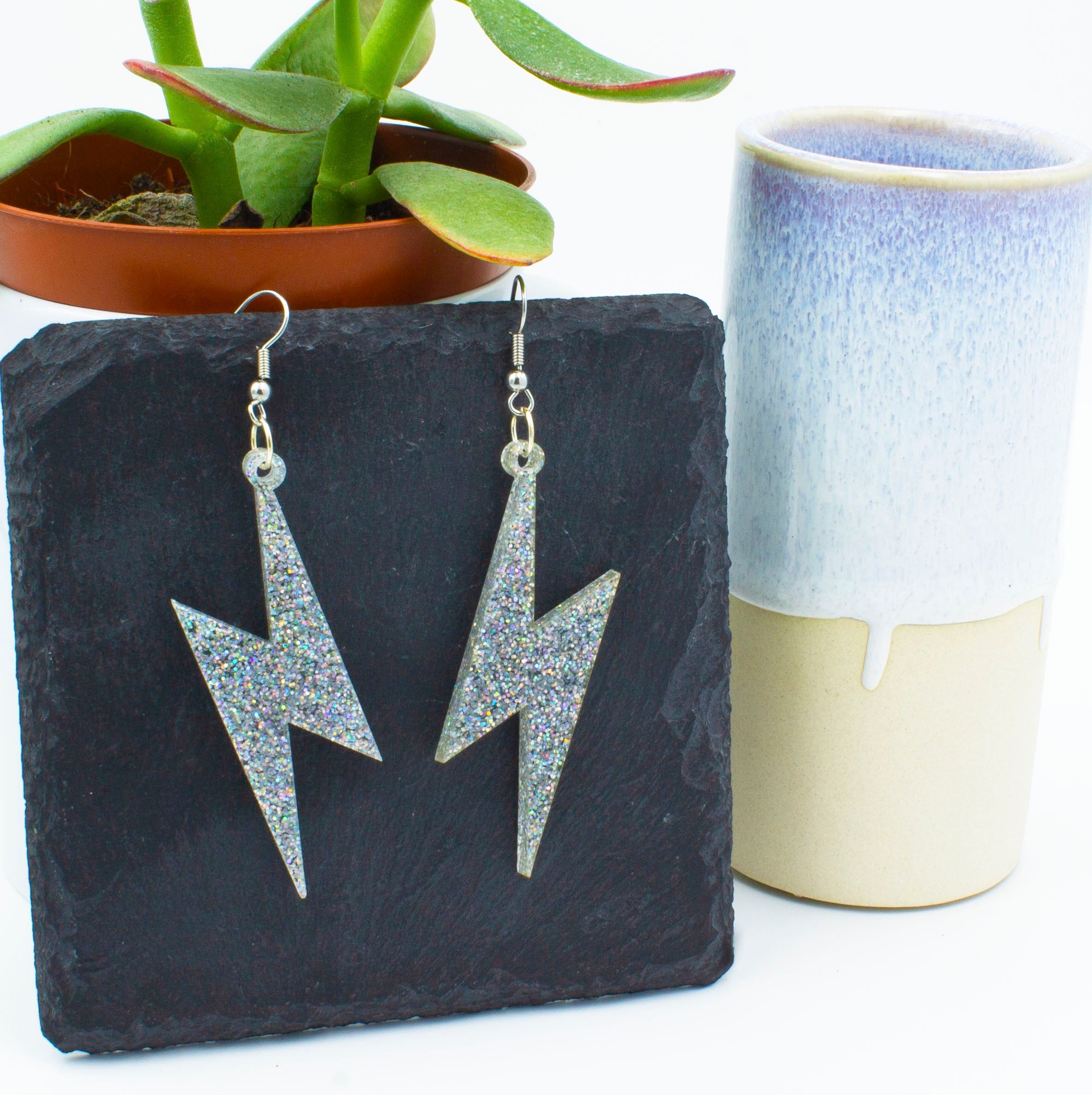 Glitter Lightning Bolt Earrings