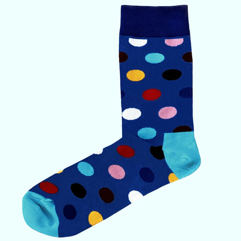 Men's Spotted Socks - Blue Multi Coloured