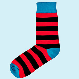 Men's Hooped Stripe Socks - Red, Black and Blue