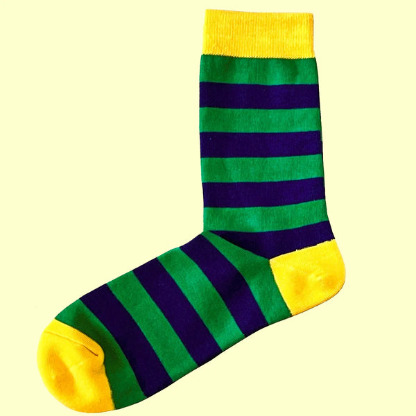 Men's Striped Socks - Royal Blue, Green and Yellow