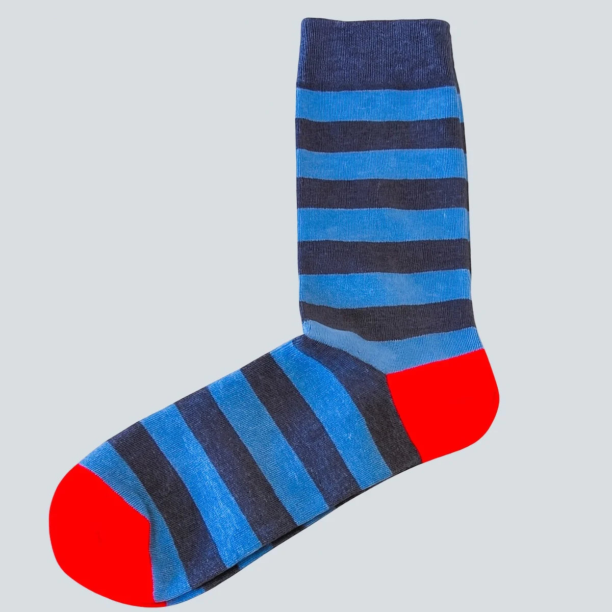 Hooped Stripe Socks - Airforce Blue, Navy and Red