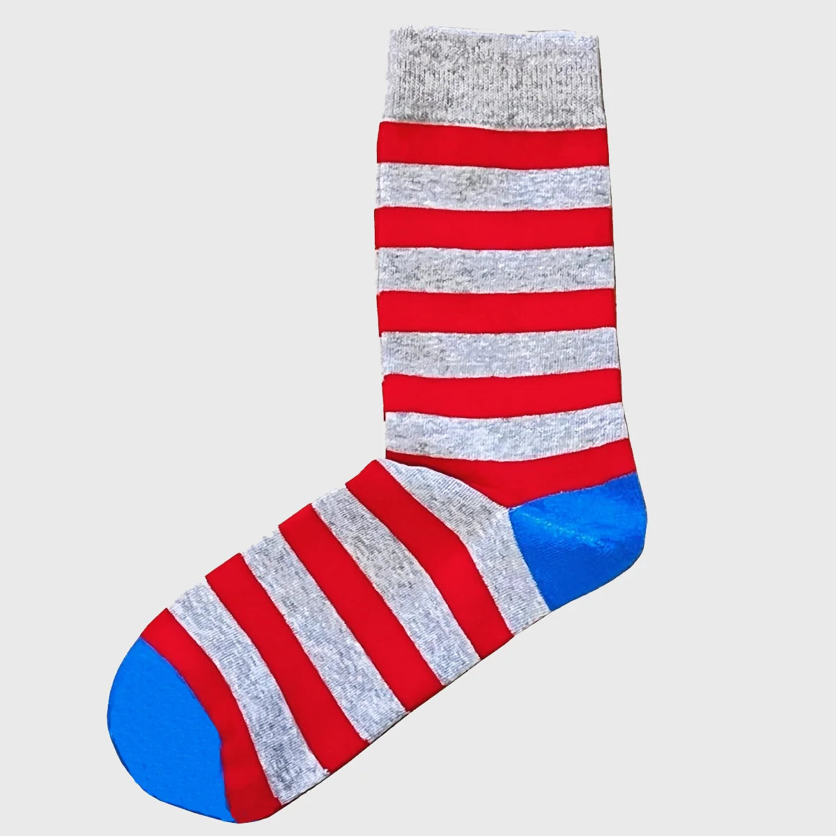 Men's Hooped Striped Socks - Red, Grey and Blue