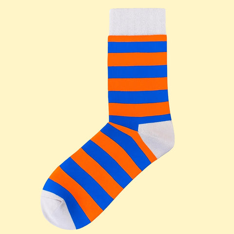 Men's Hooped Stripe Socks with Contrasting Coloured Heel and Toe