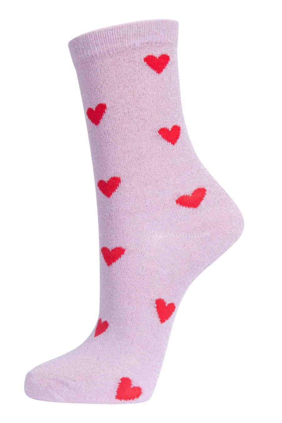Glitter Socks Red Heart Love Hearts Ankle Socks