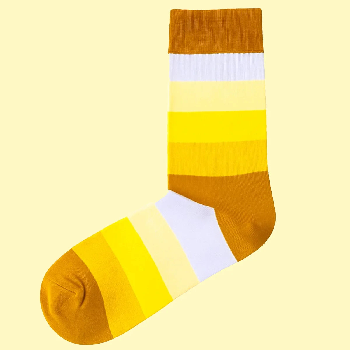 Multi Coloured Striped Socks - Mustard, Yellow, Tan and White