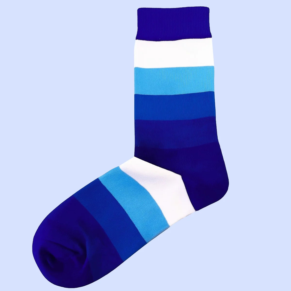 Multi Stripe Socks - Royal Blue, Azure Blue, and White