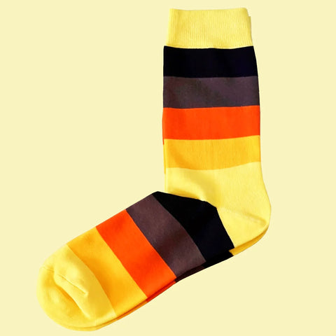 Men's Multi Stripe Socks - Yellow, Orange, Brown, Black and Gold