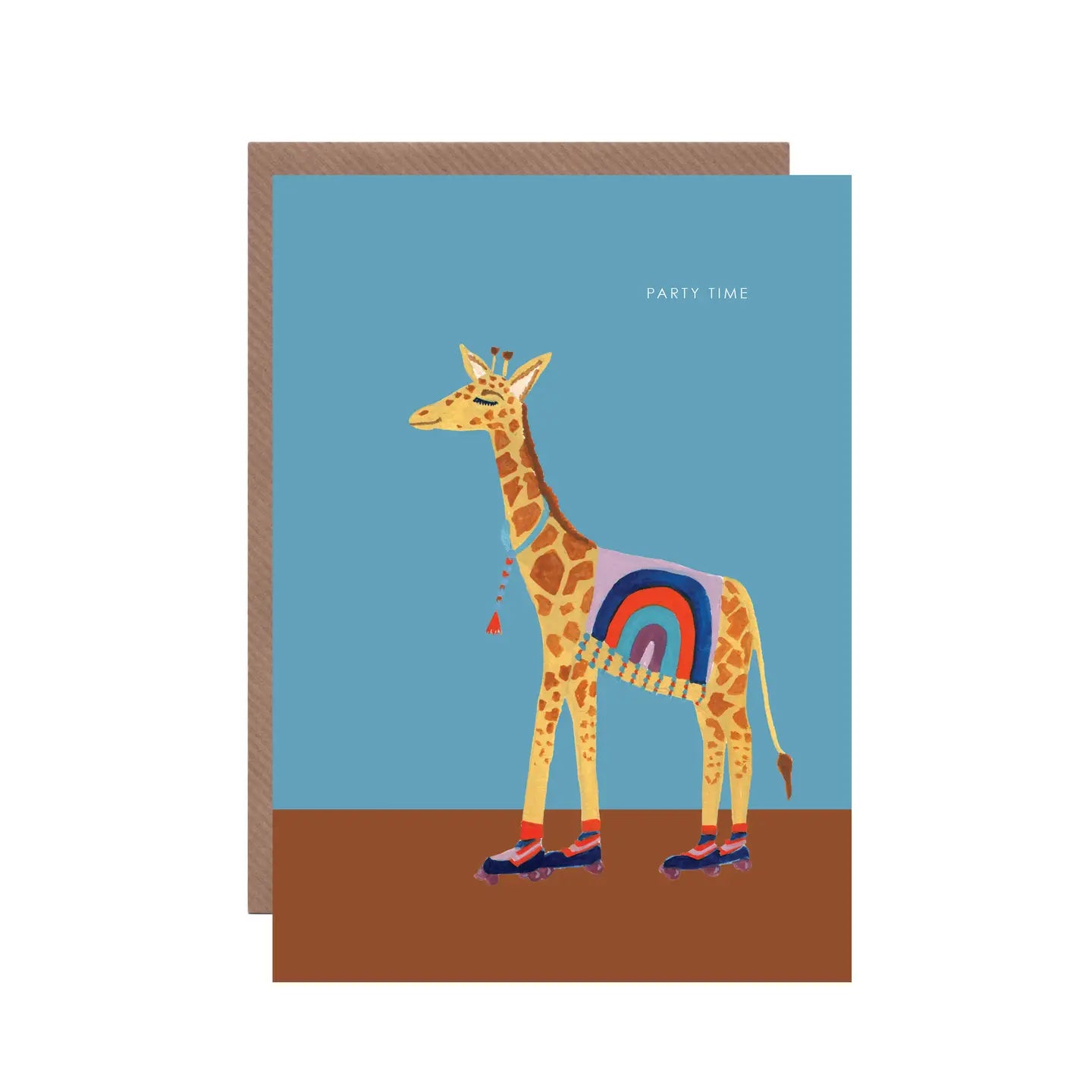 Giraffe On Skates Birthday Greetings Card