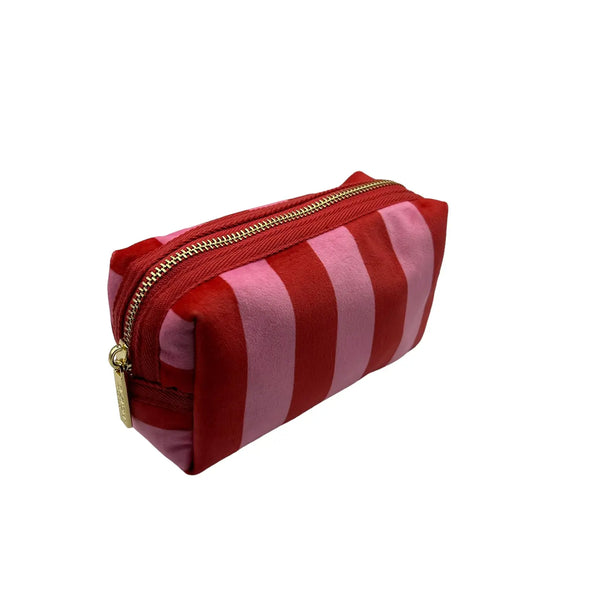 Pink Stripe Make-Up Bag - Recycled Velvet