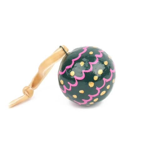 Green and Pink Wavy Mini Round Bauble Decoration