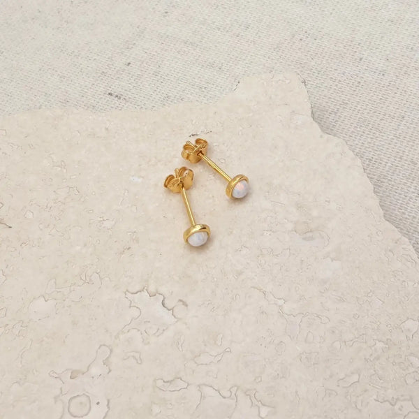Gold Opal Studs