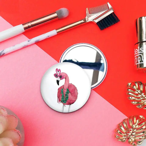 Party Flamingo Pocket Mirror | Compact | Makeup Mirror