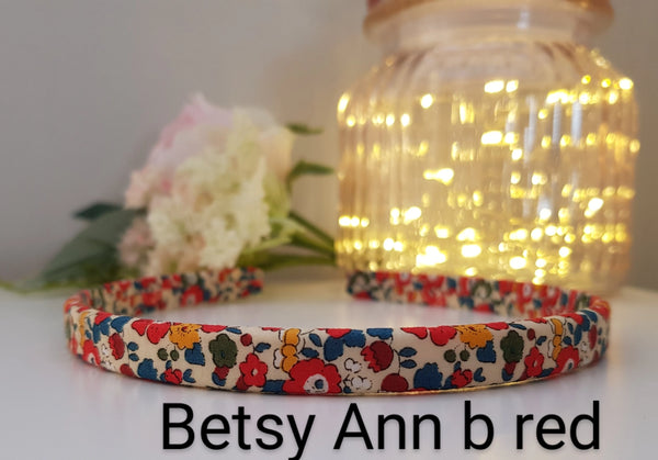Liberty London Fabric Skinny Headband - Betsy Ann Red