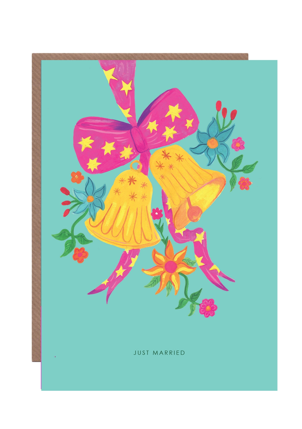 Wedding Bells Just Married Greeting Card