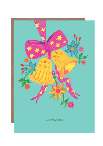 Wedding Bells Just Married Greeting Card